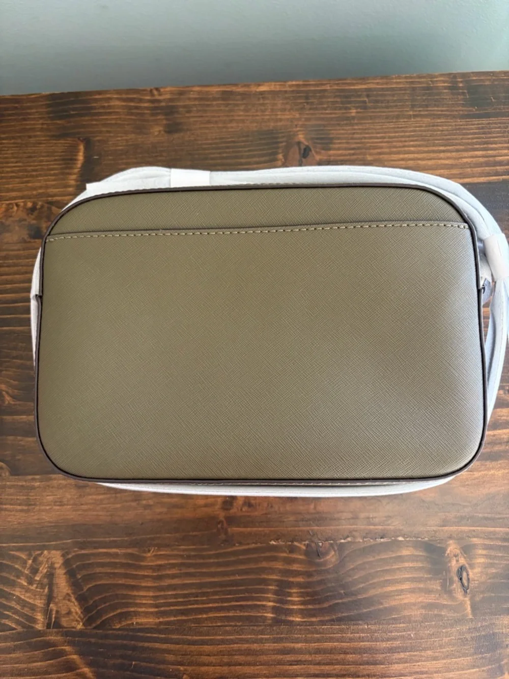 Michael Kors Jet Set Large Saffiano Leather Olive Crossbody with Silver Hardware